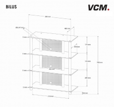 VCM Bilus HiFi Rack Regal Tisch Alu Glas Klarglas