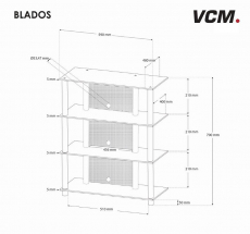 VCM Blados HiFi Rack Regal Tisch Alu Glas Klarglas