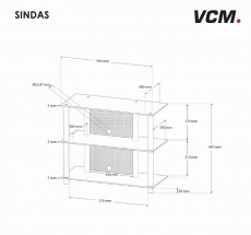 VCM Sindas Fernseh Rack Tisch Alu Glas Schwarzglas